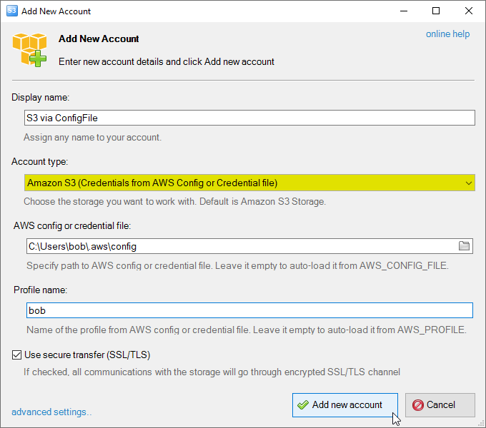 aws credentials from aws config file