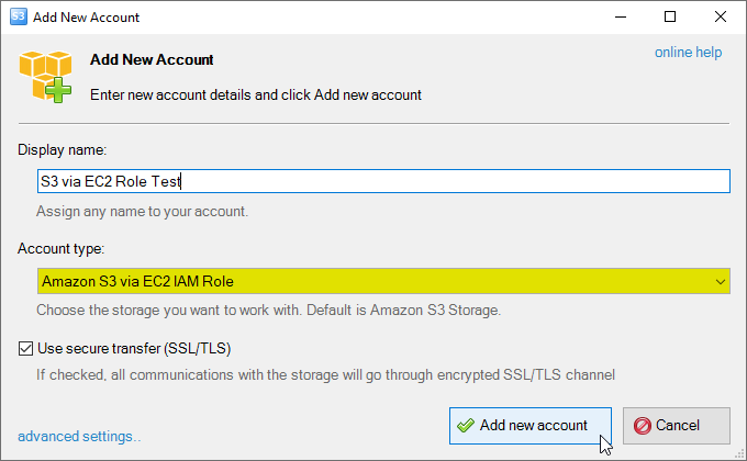 add iam ec2 storage account