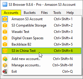 how to switch between amazon s3 accounts