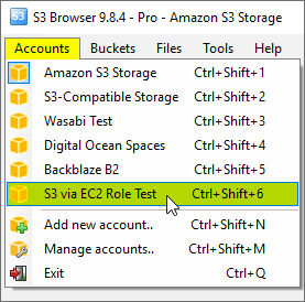 how to switch between amazon s3 accounts