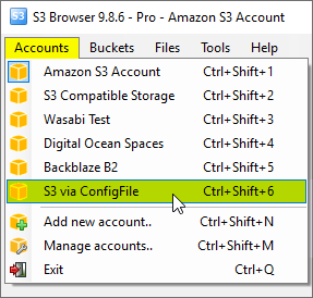 how to switch between amazon s3 accounts