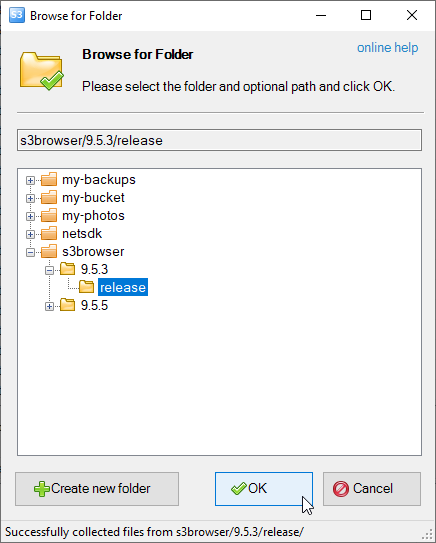 browse for folder dialog with folder selected