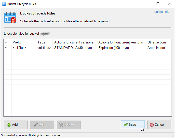 Add New Lifecycle Rule