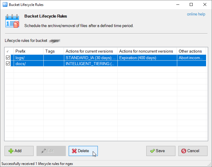 Bucket Lifecycle Rules