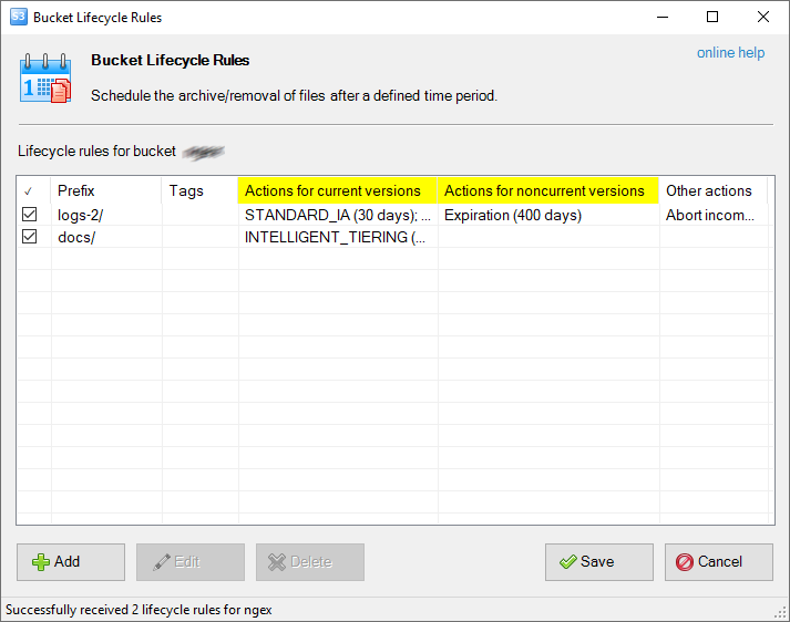 Lifecycle Rules for Versioning-enabled buckets
