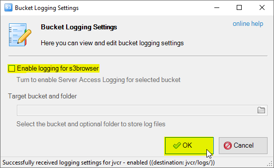 how to disable Amazon S3 bucket logging