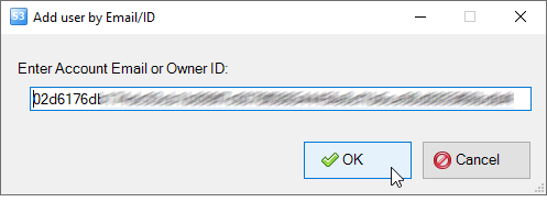 Enter email or Owner Id