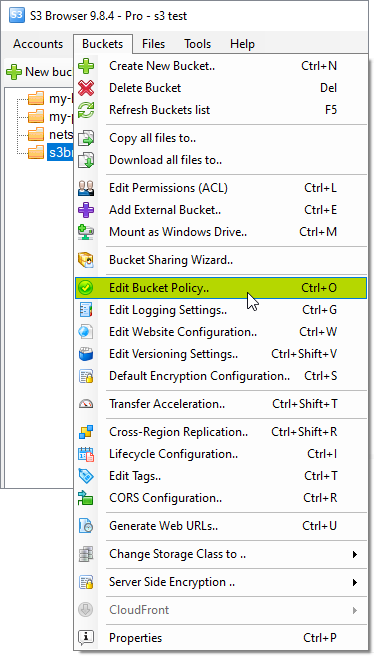Edit Bucket Policies