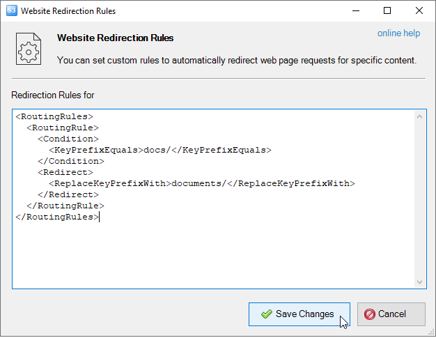 Website redirection dialog