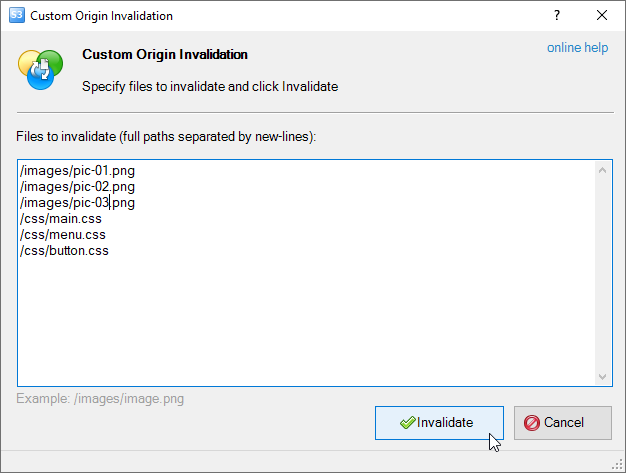 custom origin invalidation