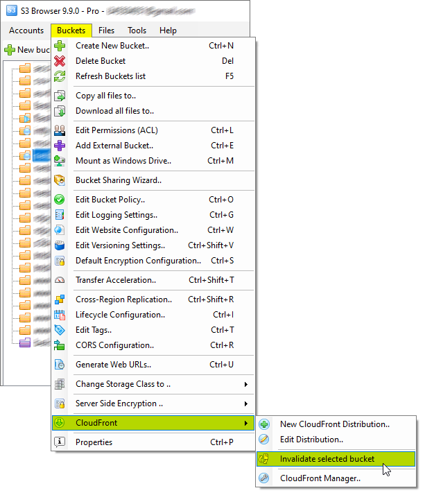 invalidate an entire Amazon S3 bucket