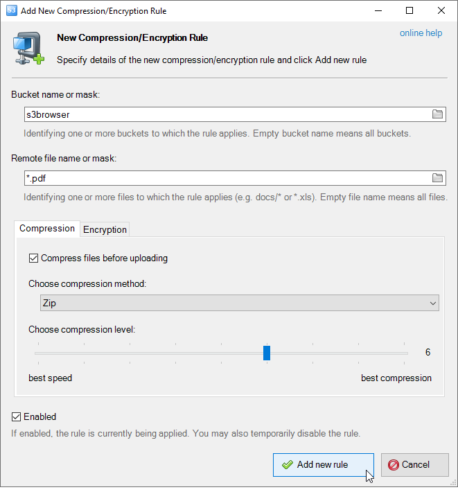 add new rule dialog