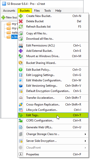 Click Buckets->Cost Allocation Tags..