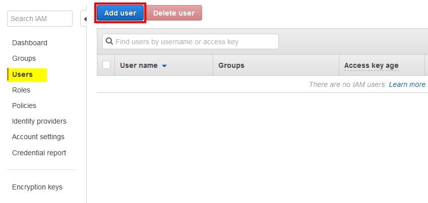 iam console users section