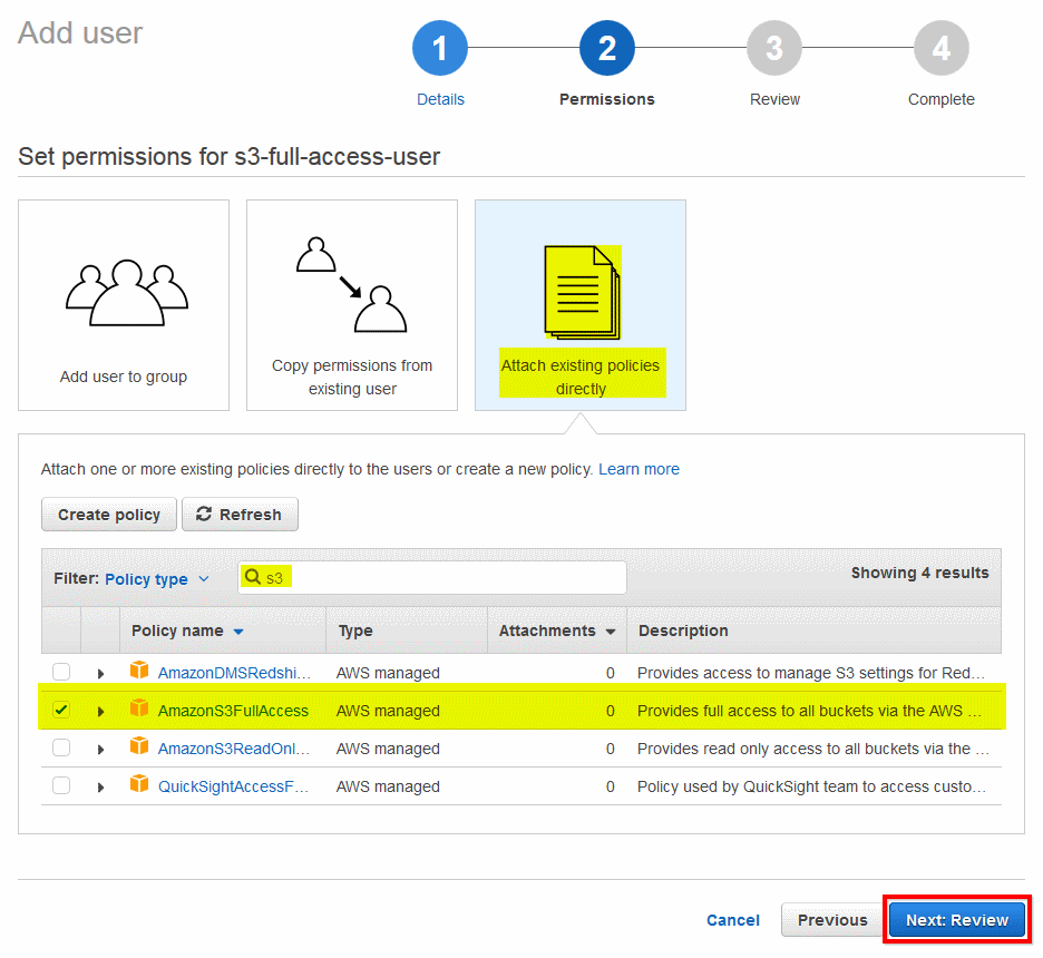 set permissions attach policy
