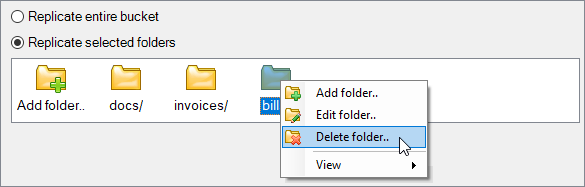 How to edit folders to replicate Edit folders to replicate