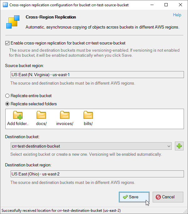 Edit replication settings Edit Replication Configuration