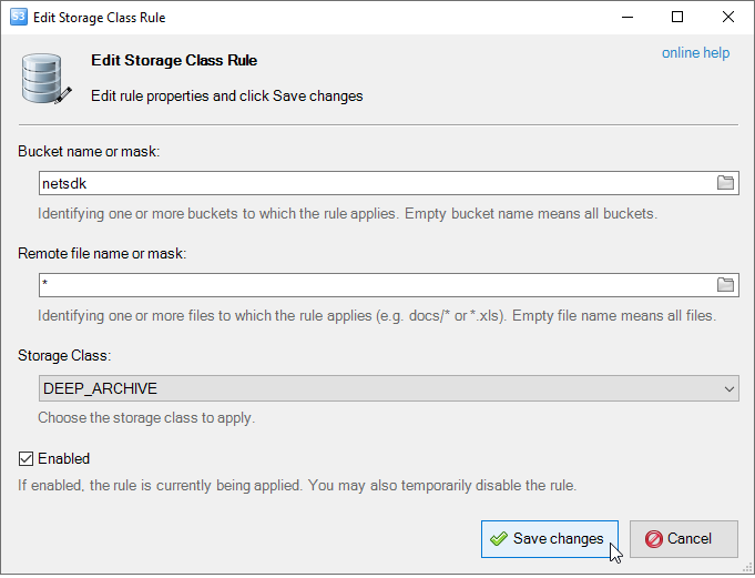 The Edit Default Storage Class dialog The Edit default Storage Class dialog