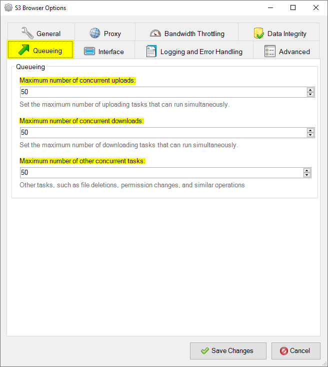 CS Browser Queueing Options