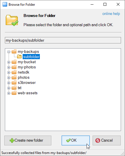Browse For Folder dialog