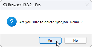 Delete sync job confirmation dialog