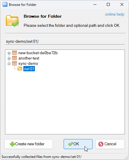 S3 folder selector