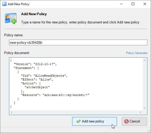Add New IAM Policy