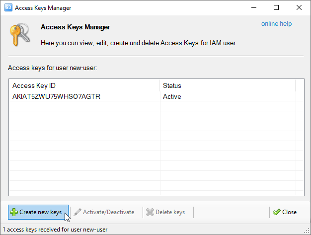 Create Access Key Id and Secret Access Key