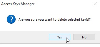 Delete Access Keys Confirmation