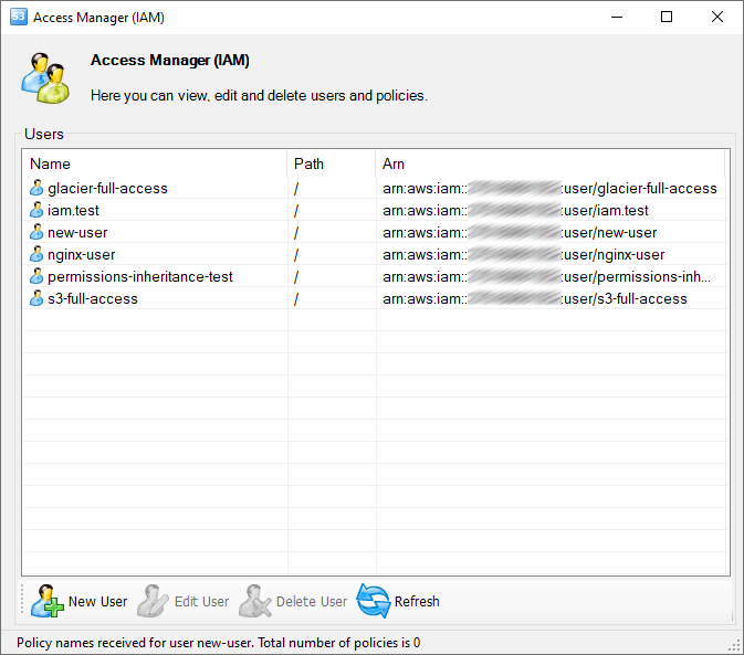 Access Manager (IAM) dialog