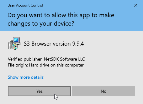 Click Yes on UAC Prompt