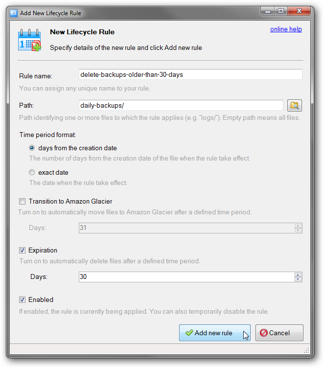 Amazon S3 Object Expiration Rules Editor object expiration rules editor