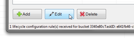 Select the rule and click the edit button edit object expiration rule button