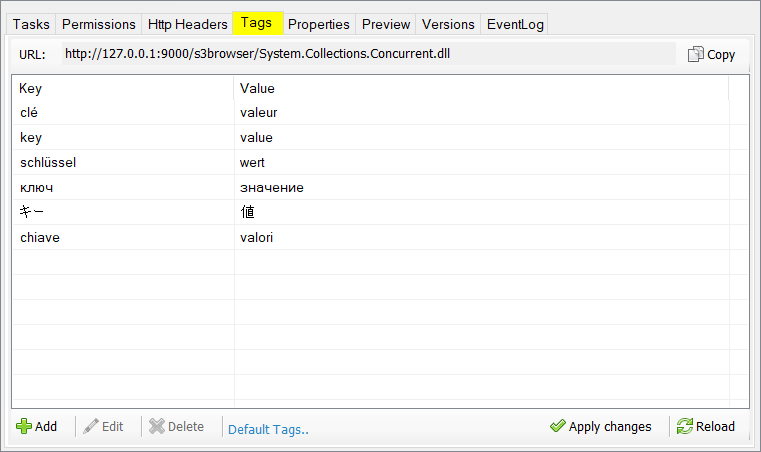 The Tags tab - view and edit amazon s3 object tags tags tab