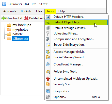 Click Tools, Default Object Tags Tools, Default Object Tags