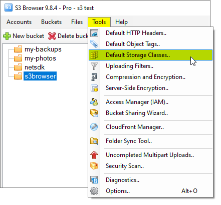 tools, default storage classes
