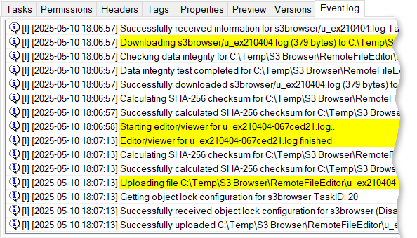 File changes automatically uploaded to Amazon S3