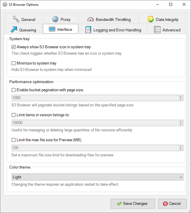 CS Browser Interface Options