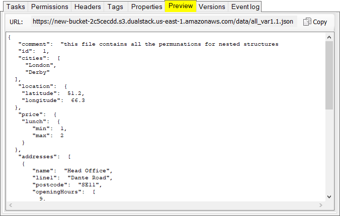 CS Browser Preview Feature. JSON viewer.