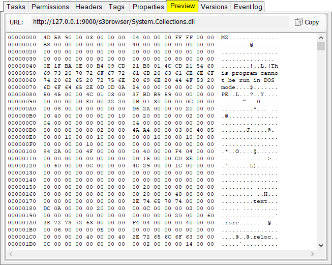 CS Browser Preview Feature. Simple hex viewer for binary files.