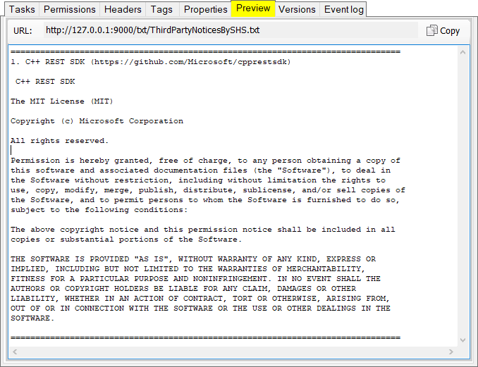 CS Browser Preview Feature. Plain text viewer for text files.
