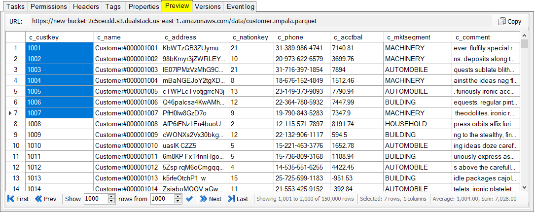 CS Browser Preview Feature. Table viewer.