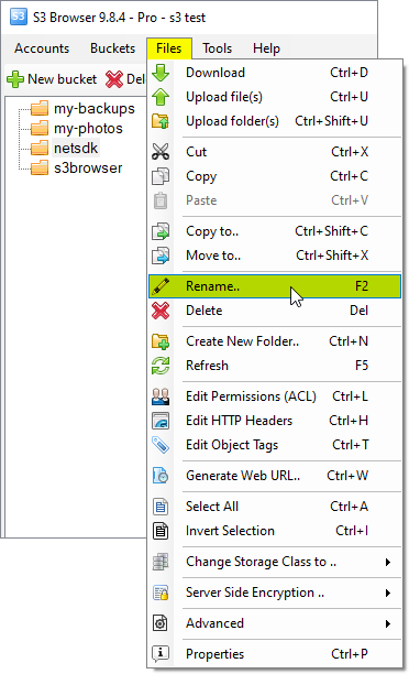 Right-click the file or a folder