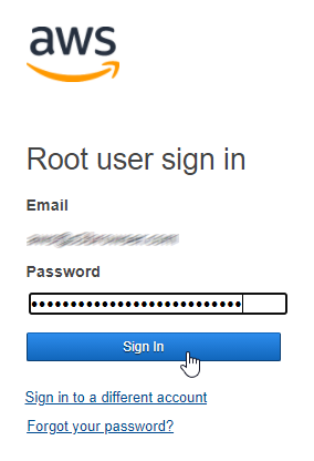 enter account password