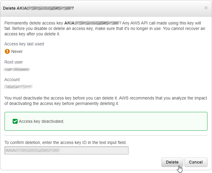 confirm deletion
