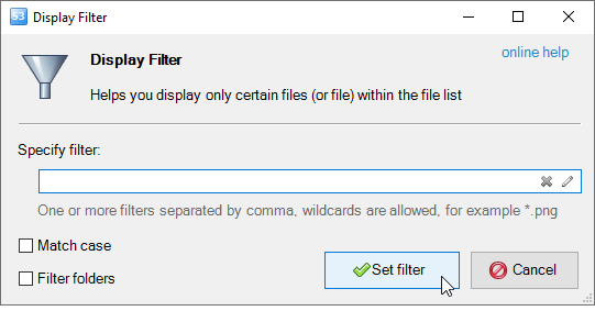 File Filter dialog