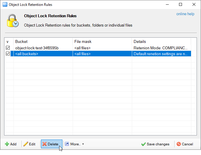 Delete Object Lock Retention Rules