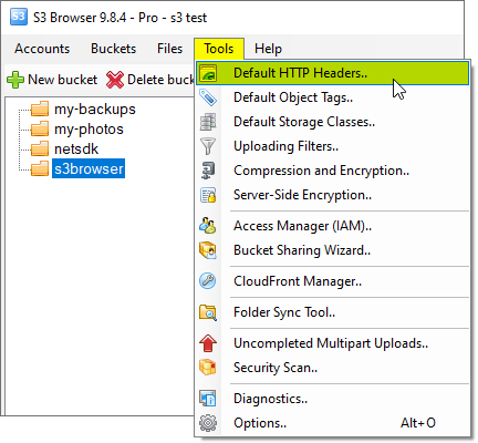 How to configure Default HTTP Headers Click Tools, Default HTTP Headers