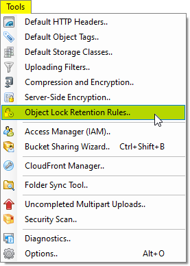 Tools, Object Lock Retention Rules..