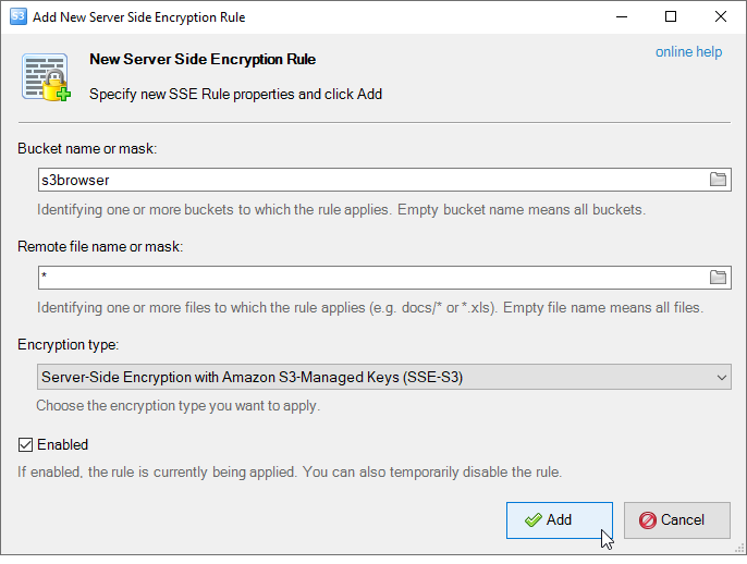 add new sse rule dialog